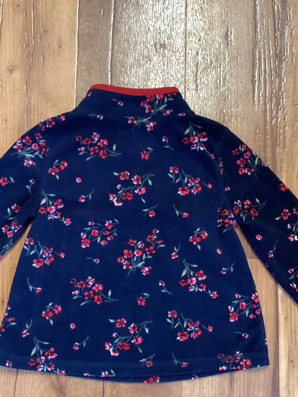 OshKosh B'gosh Red & Navy Floral Zip-Front Top Pullover Fleece 24 Months